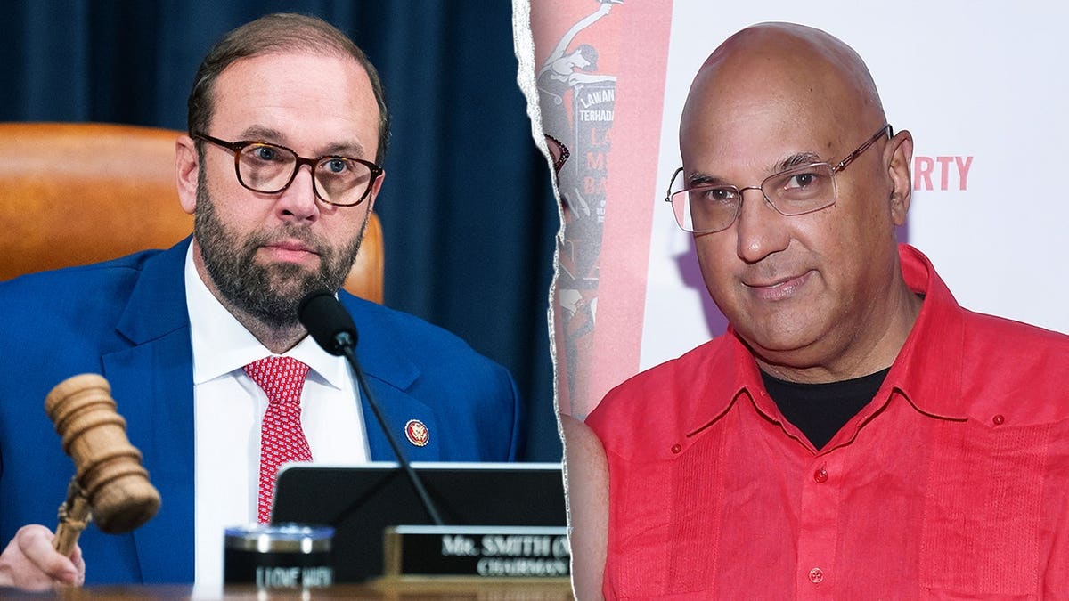Split image of House Ways and Means Committee Chairman Jason Smith and tech entrepreneur Neville Roy Singham.