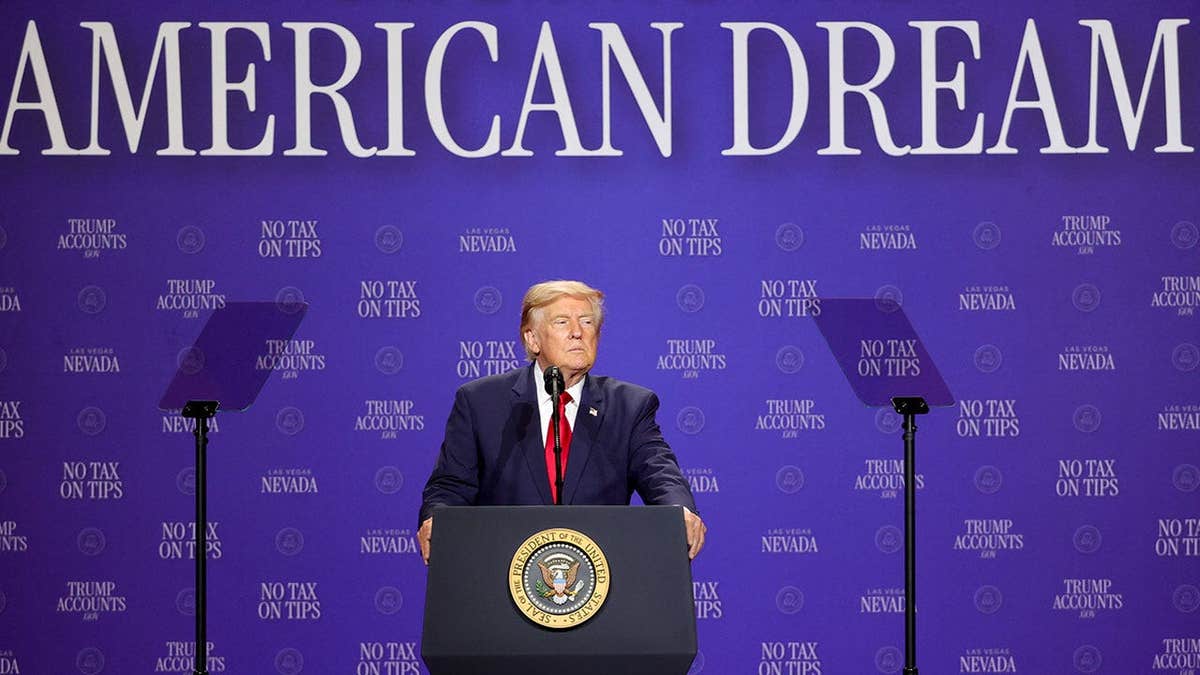 Donald Trump speaks at an event in Las Vegas, Nevada.