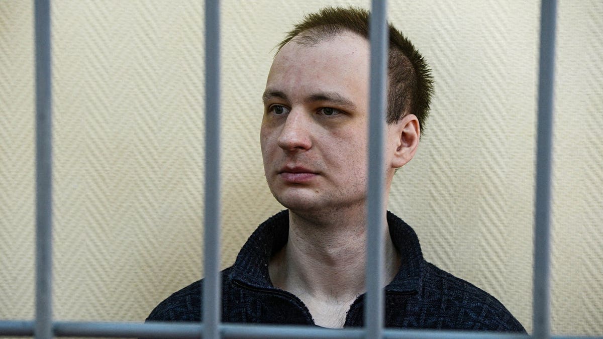 Former U.S. Marine Robert Gilman, who serves a prison sentence for assaulting a Russian police officer in 2022, attends a court hearing in Voronezh, Russia April 6, 2026.