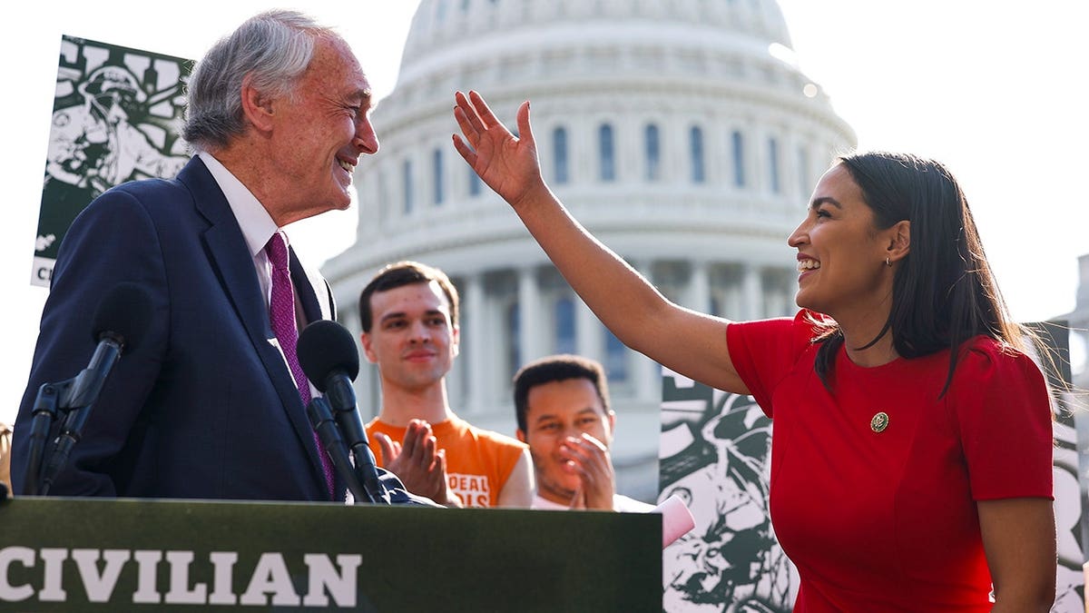 Sen. Ed Markey and Rep. Alexandria Ocasio-Cortez