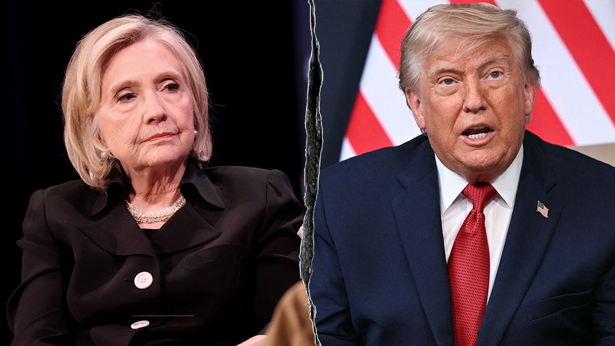 Hillary Clinton and Donald Trump side by side in photo illustration