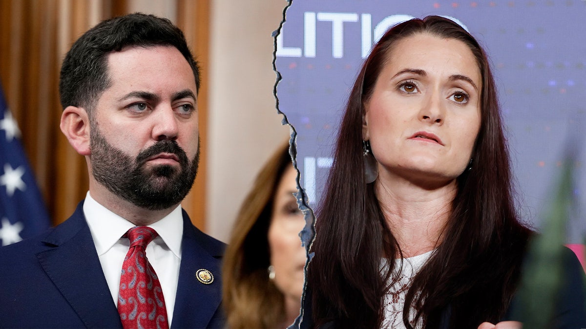 A split image of Rep. Mike Lawler and Democrat Cait Conley
