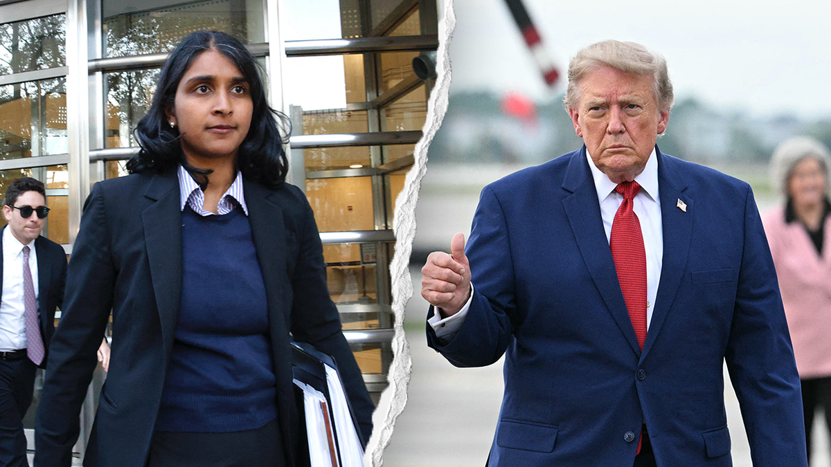 A split image of Komatireddy and Trump