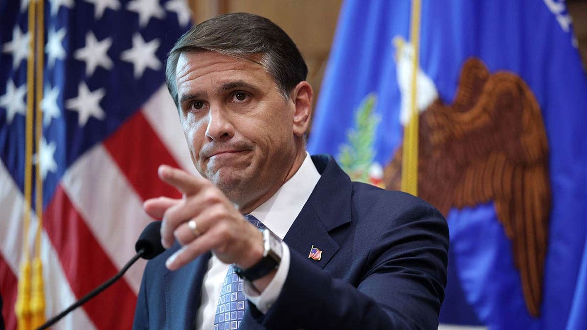 U.S. Attorney General Todd Blanche speaks during a news conference at the Justice Department in Washington, D.C.