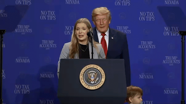 Donald Trump chasing after toddler on stage