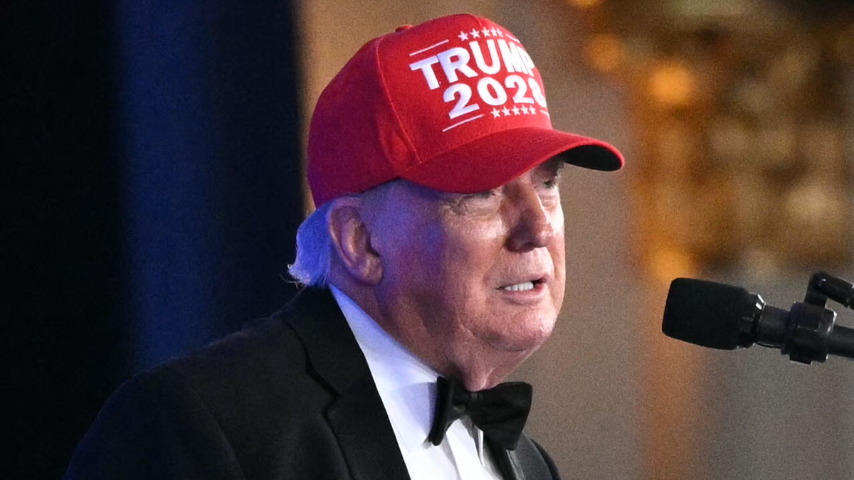 President Donald Trump wears a