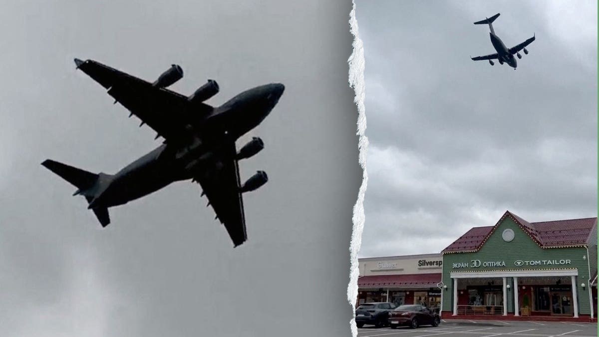 US military plane comes in for a landing in Russia