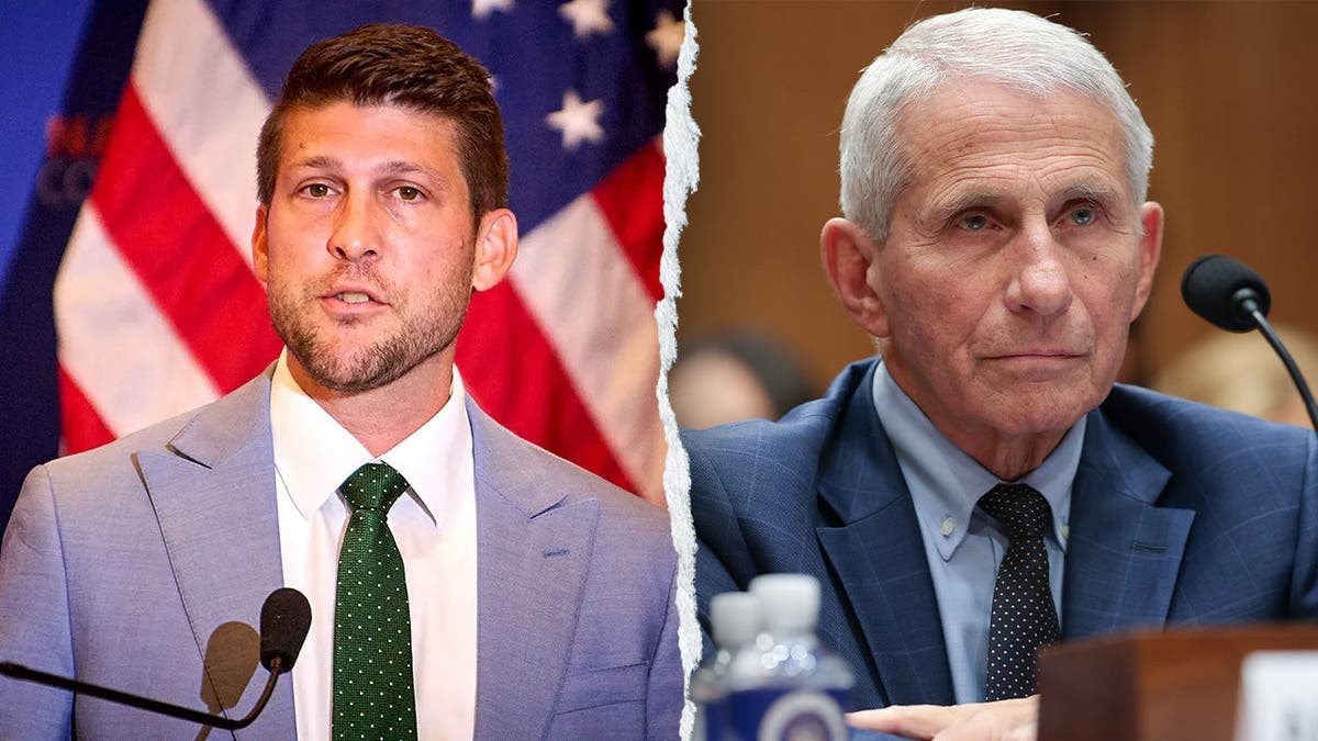 A split of Florida Attorney General James Uthmeier and former NIAID Director Anthony Fauci