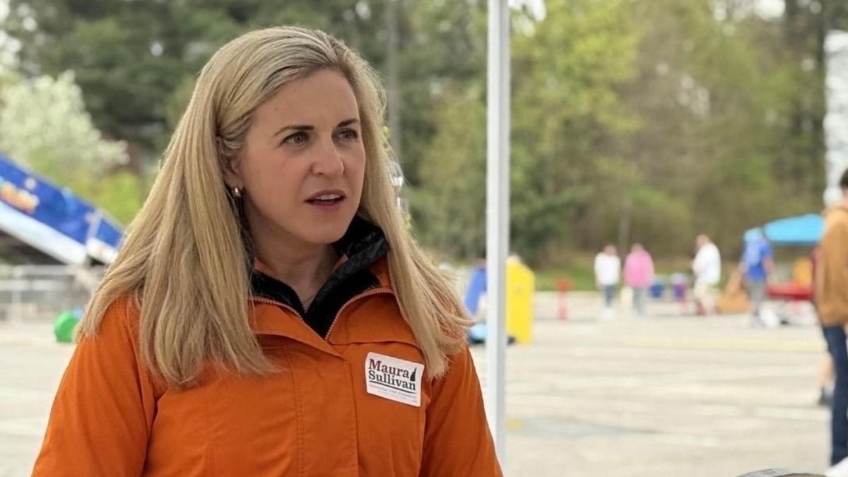 Democratic congressional candidate Maura Sullivan campaigns in Durham, New Hampshire on May 4, 2025