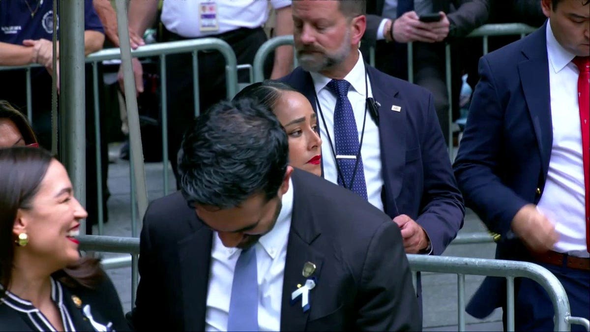Mamdani and AOC laughing during 9/11 remembrance