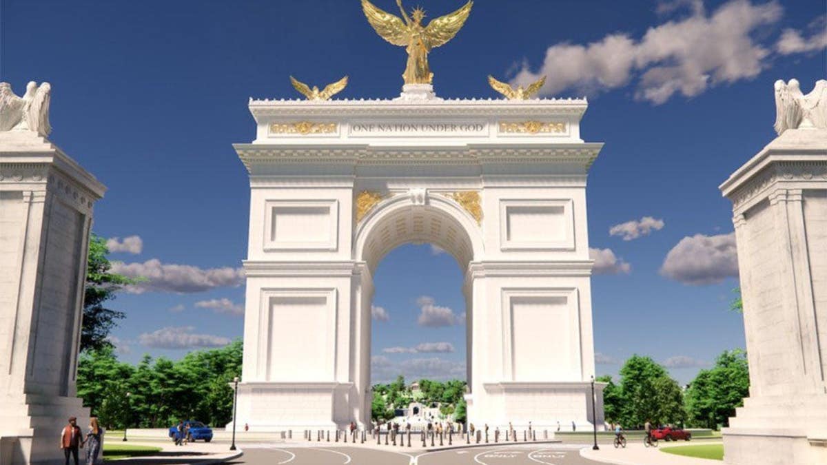 A rendering of President Donald Trump's proposed Triumphal Arch in Washington.