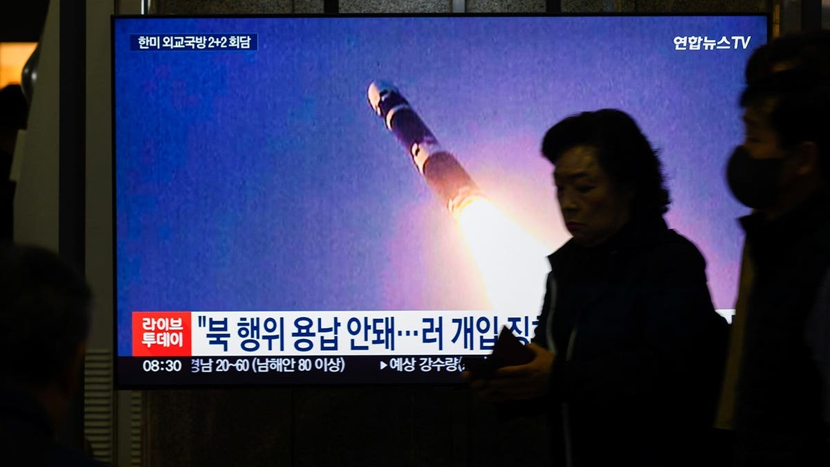 A Japanese news broadcast of a test launch of new intercontinental ballistic missile (ICBM) 