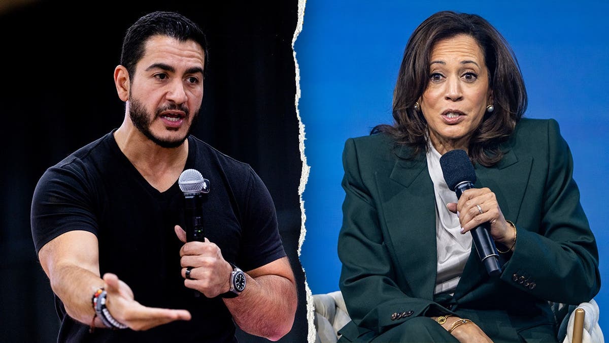 Abdul El-Sayed, left, pictued alongside Kamala Harris, right