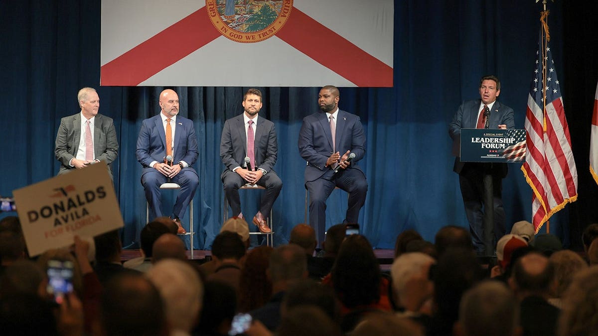 Florida Gov. Ron DeSantis, Florida Agriculture Commissioner Wilton Simpson, state Chief Financial Officer Blaise Ingoglia, state Attorney General James Uthmeier and U.S. Rep. Byron Donalds