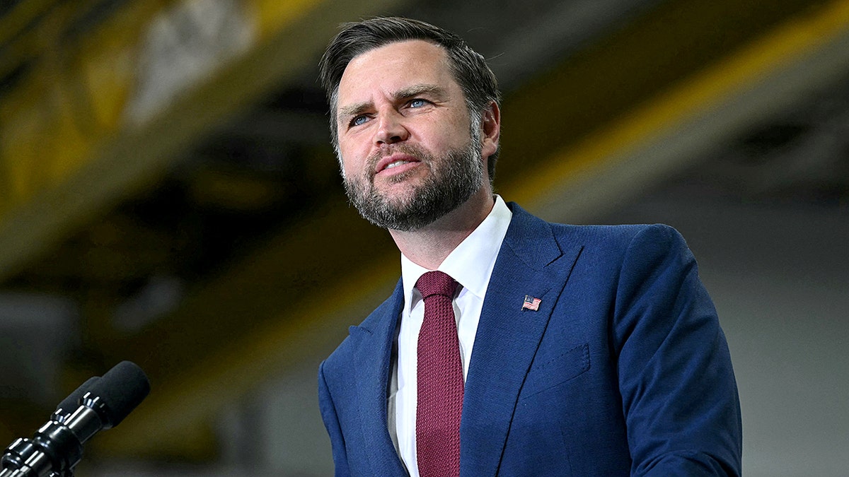 US Vice President JD Vance speaks at a MAGA Inc. super PAC event in Sterling Heights