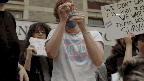 nyu trans protesters trump