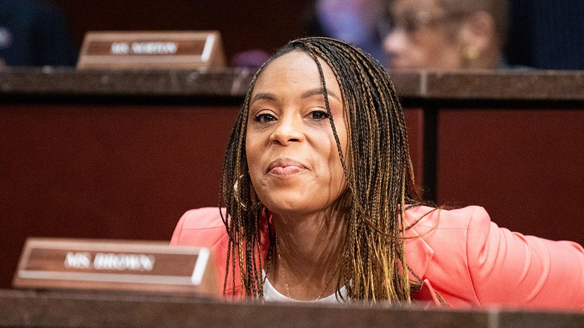 Rep. Shontel Brown, D-Ohio, takes her seat at a House Oversight and Government Reform Committee hearing.