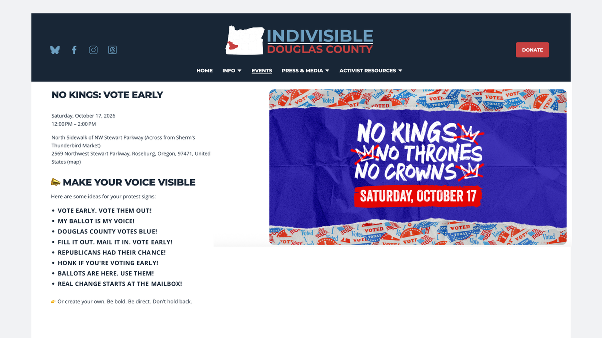 The Douglas County, Ore., Indivisible chapter encourages 