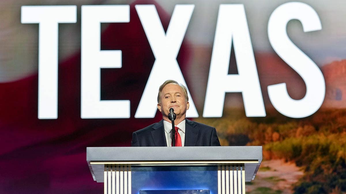 Ken Paxton speaks at the Republican Midterm Convention in Dallas, Texas.