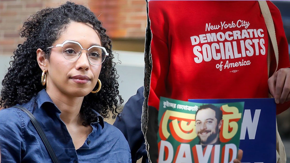 A split image of Darializa Avila Chevalier and a person wearing a DSA shirt