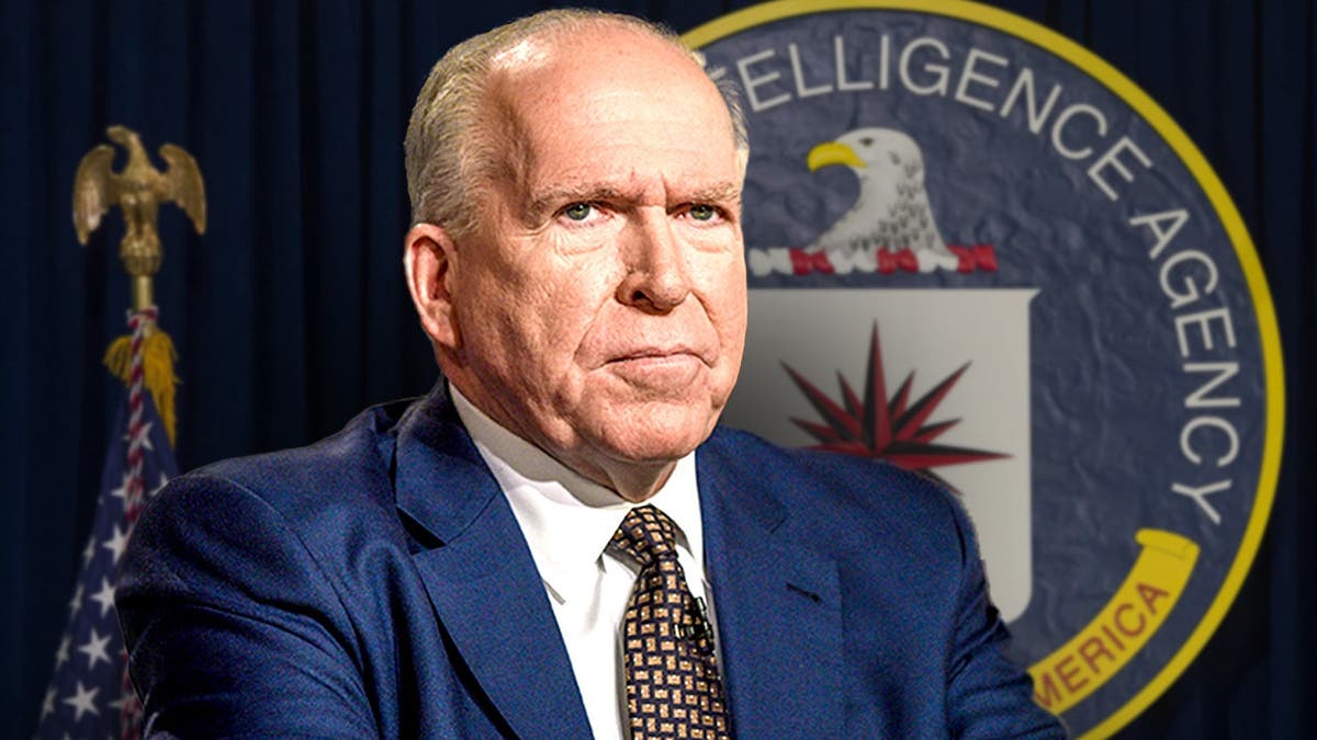 Former CIA Director John Brennan shown in front of CIA seal.