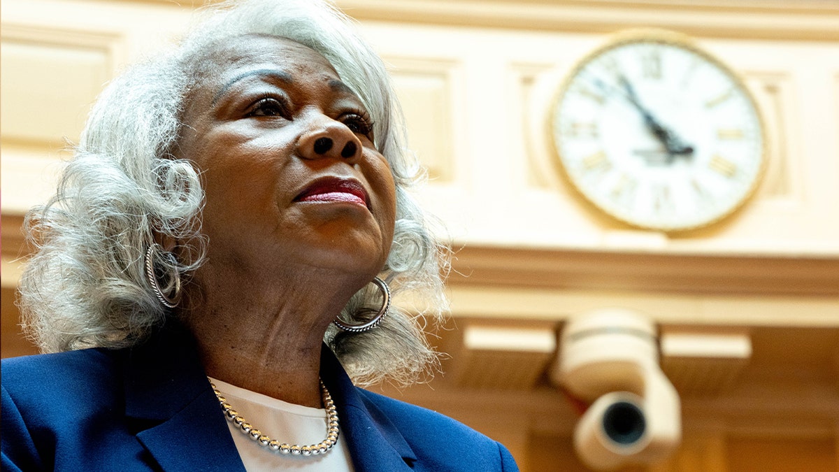 Sen. Louise Lucas, D-Portsmouth, speaks in the senate during a reconvened legislative session to vote on the budget, Monday, June 22, 2026, in Richmond, Va.