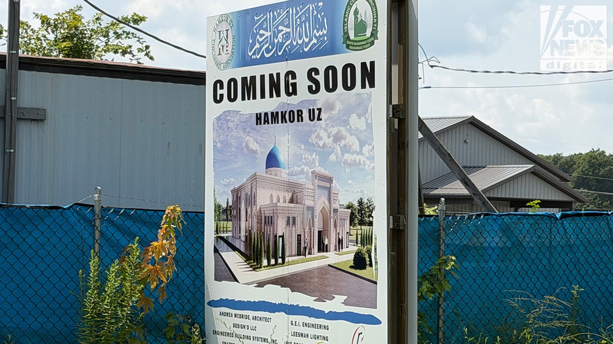 Sign outside mosque