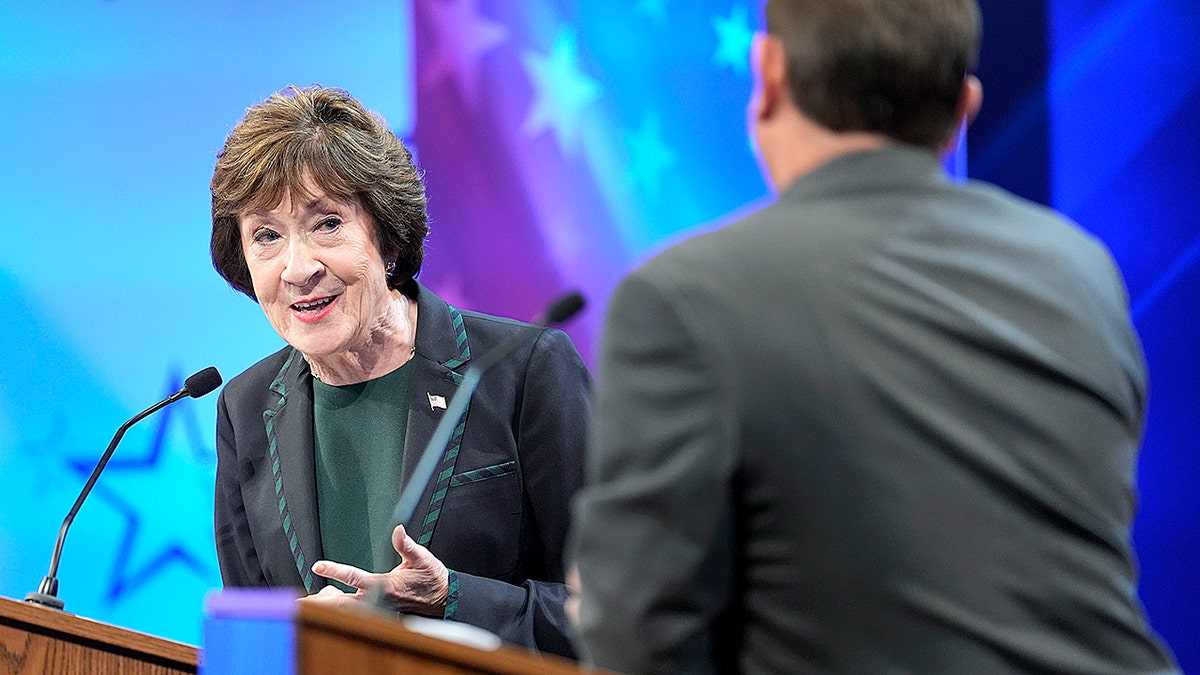 Susan Collins and Troy Jackson on debate stage