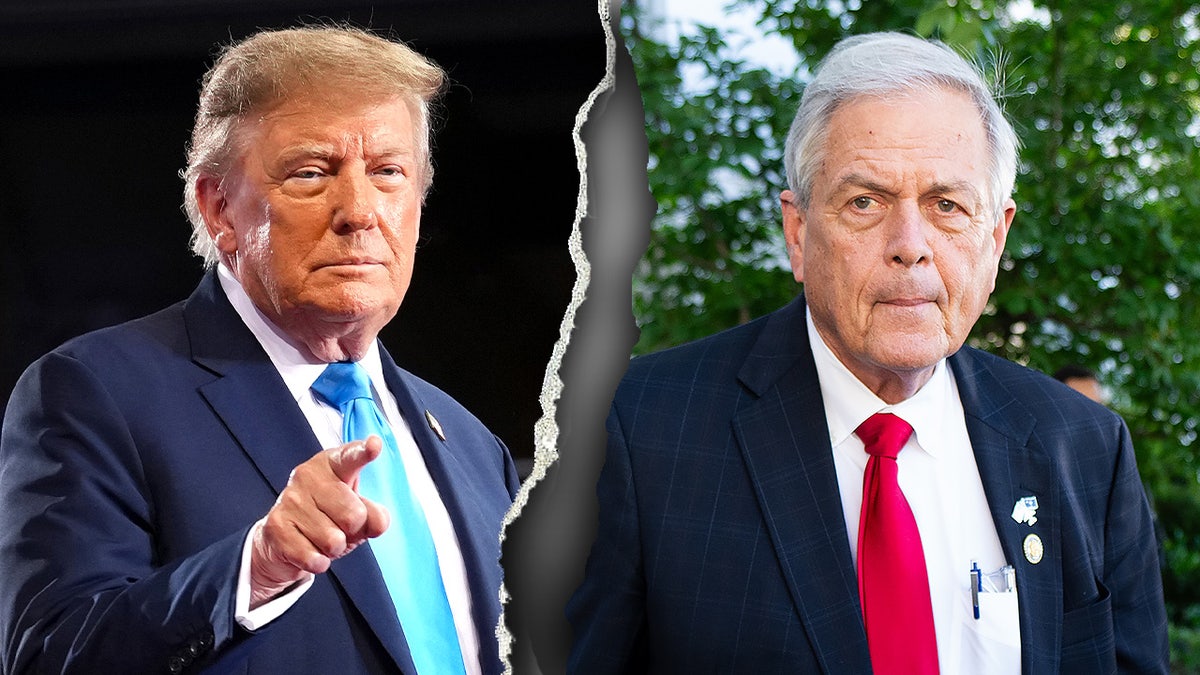 A split image of President Donald Trump and Rep. Ralph Norman