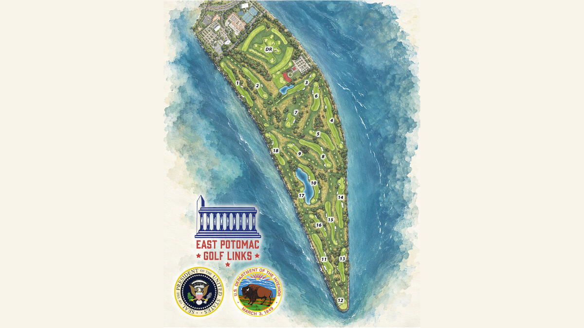 President Donald Trump shared an artist’s rendering of the proposed East Potomac Golf Links redesign, which he said would transform the public course.