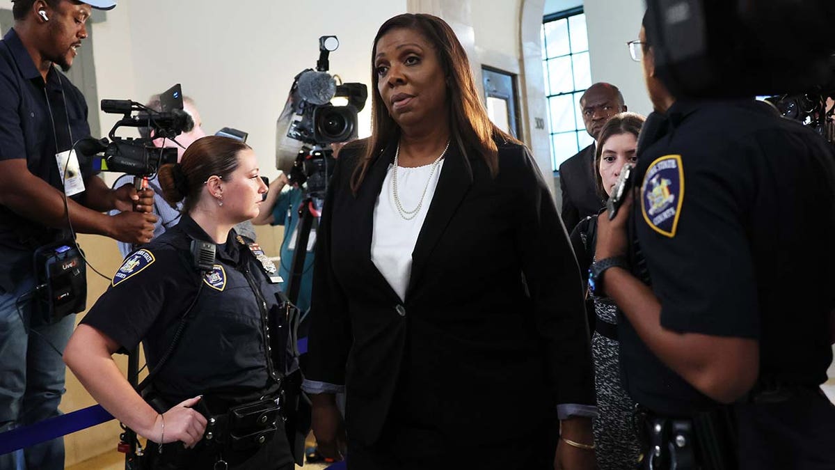 Attorney General Letitia James arrives for the start of the civil fraud trial of former President Donald Trump