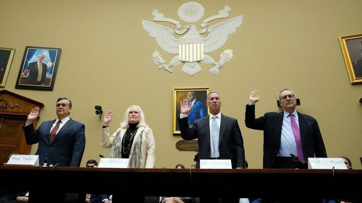 Witnesses being sworn in to impeachment inquiry