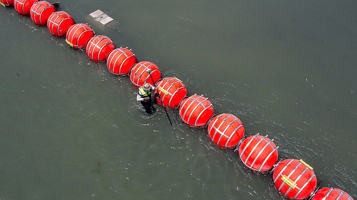 Texas water buoys in Rio Grande River