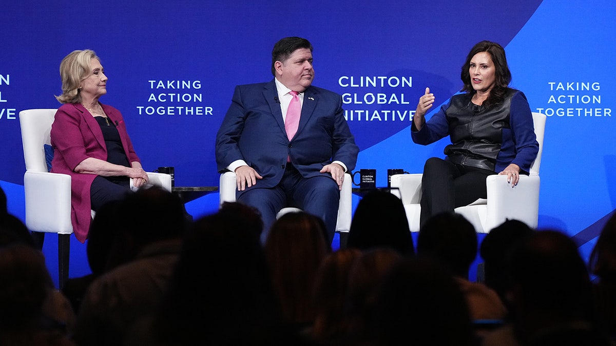 Pritzker with Clinton and Whitmer