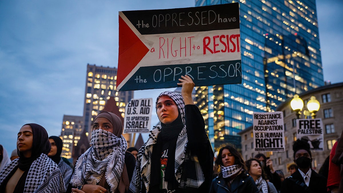 Pro-Palestine demonstrators in Boston