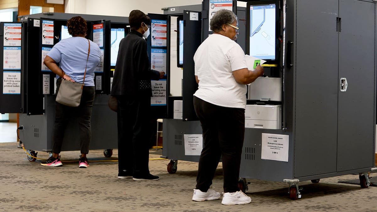 People using voting machines in Georgia