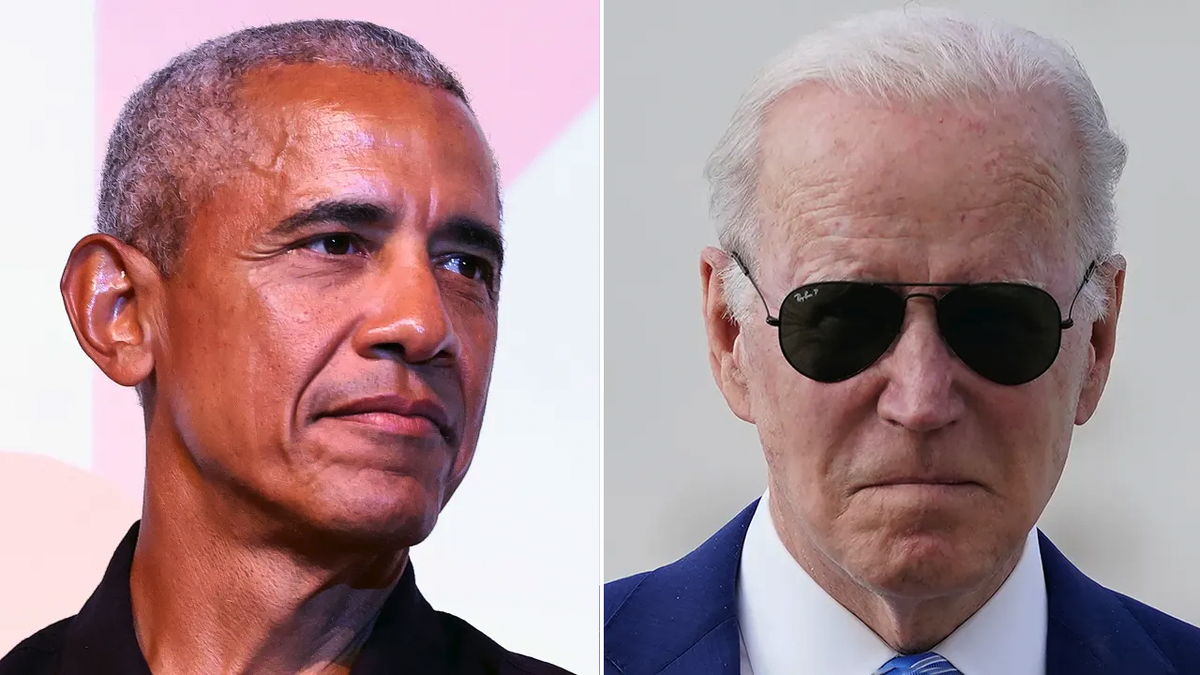 Former President Barack Obama and President Joe Biden split image