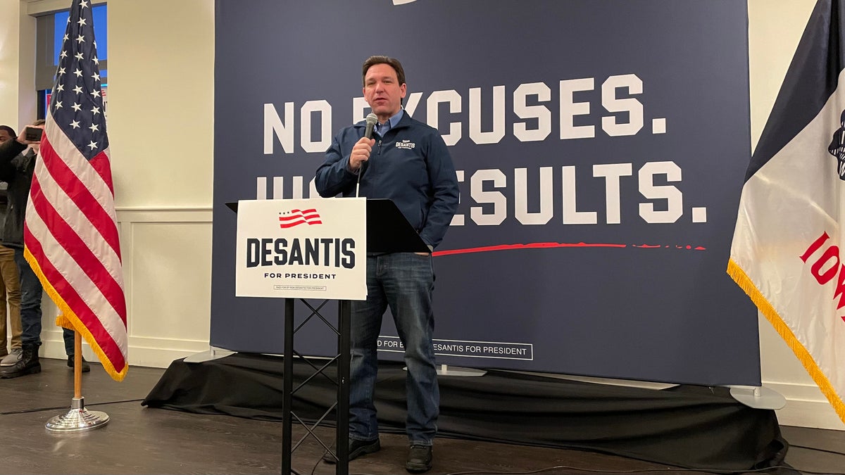 Ron DeSantis on the campaign trail in Iowa amid blizzard conditions
