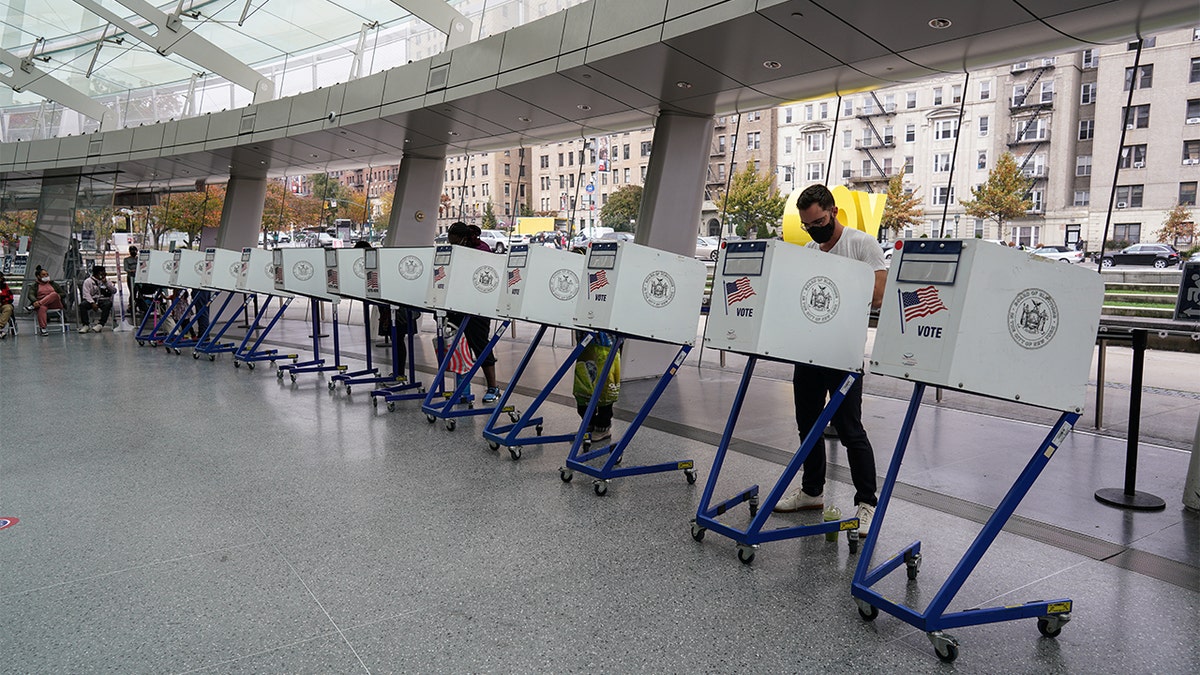 People voting in their respective booths.