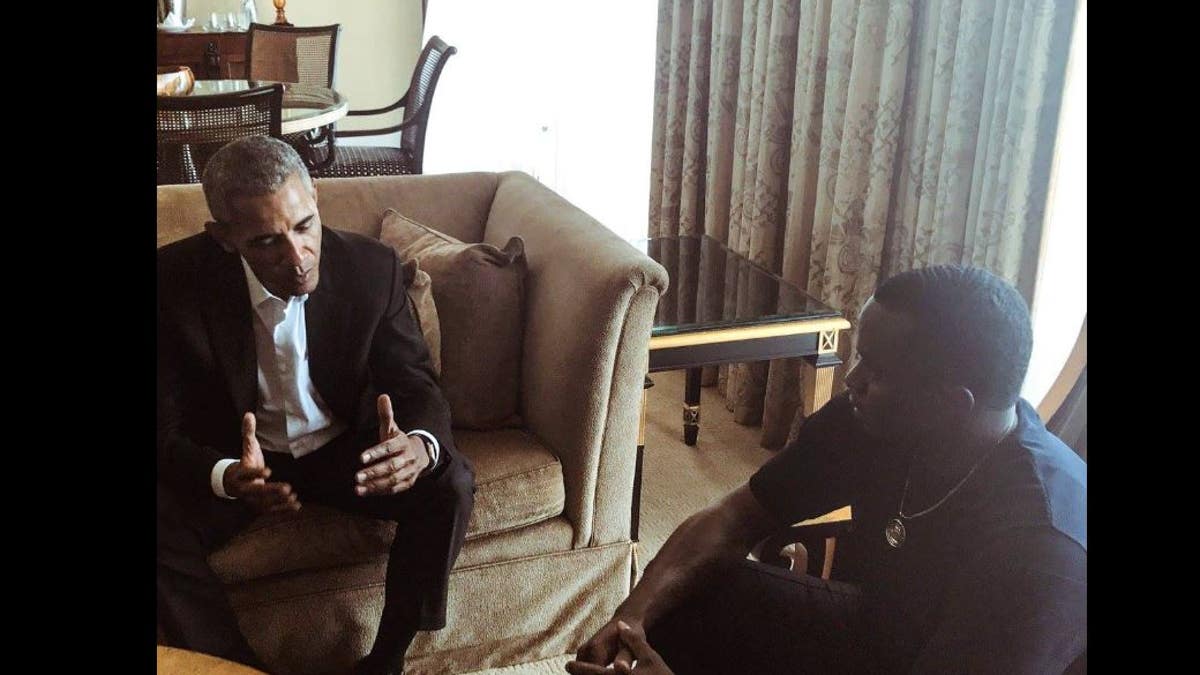 Barack Obama with Sean "Diddy" Combs in 2017