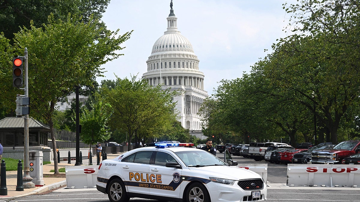 Capitol building, police car