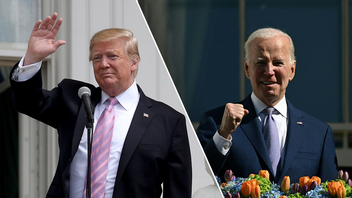 Trump and Biden split image