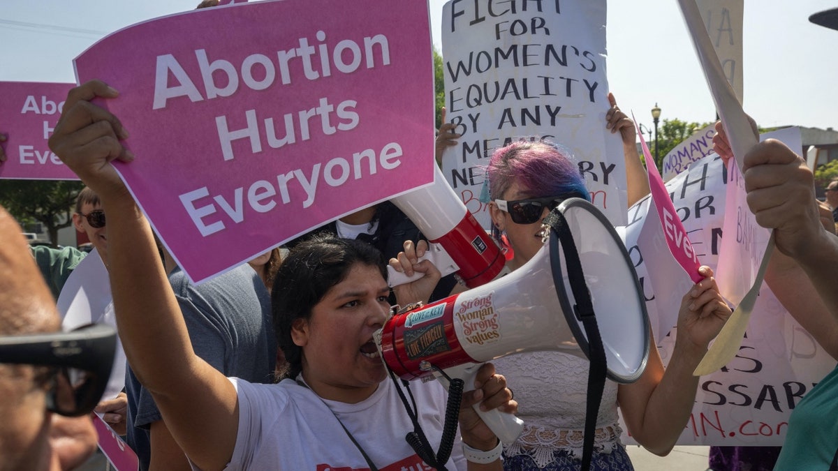Anti-abortion protesters in Los Angeles