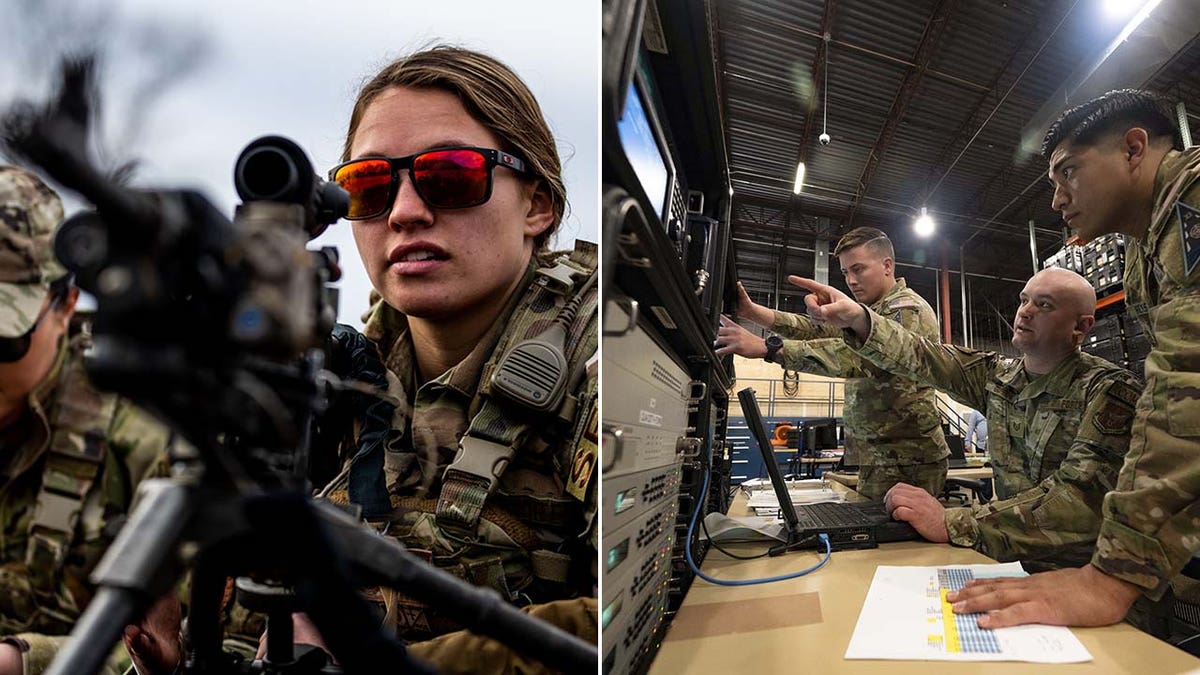 A split image of Air National Guard troops and Space Force members